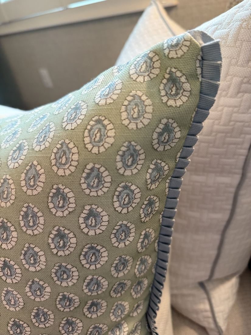 Dotti pillow blue pleated edge detail