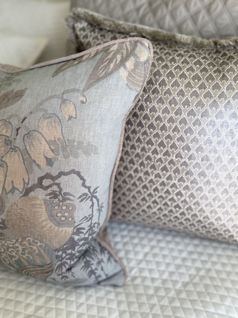 Fairbanks floral pillow with lattice pillow detail