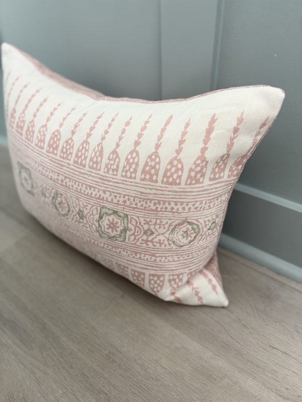 Javanese Stripe blush Thibaut pillow by PepperTree Designs