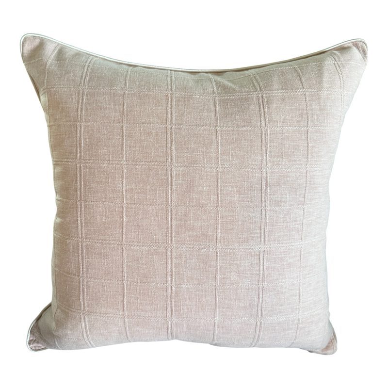 Square Blush windowpane pillow main photo