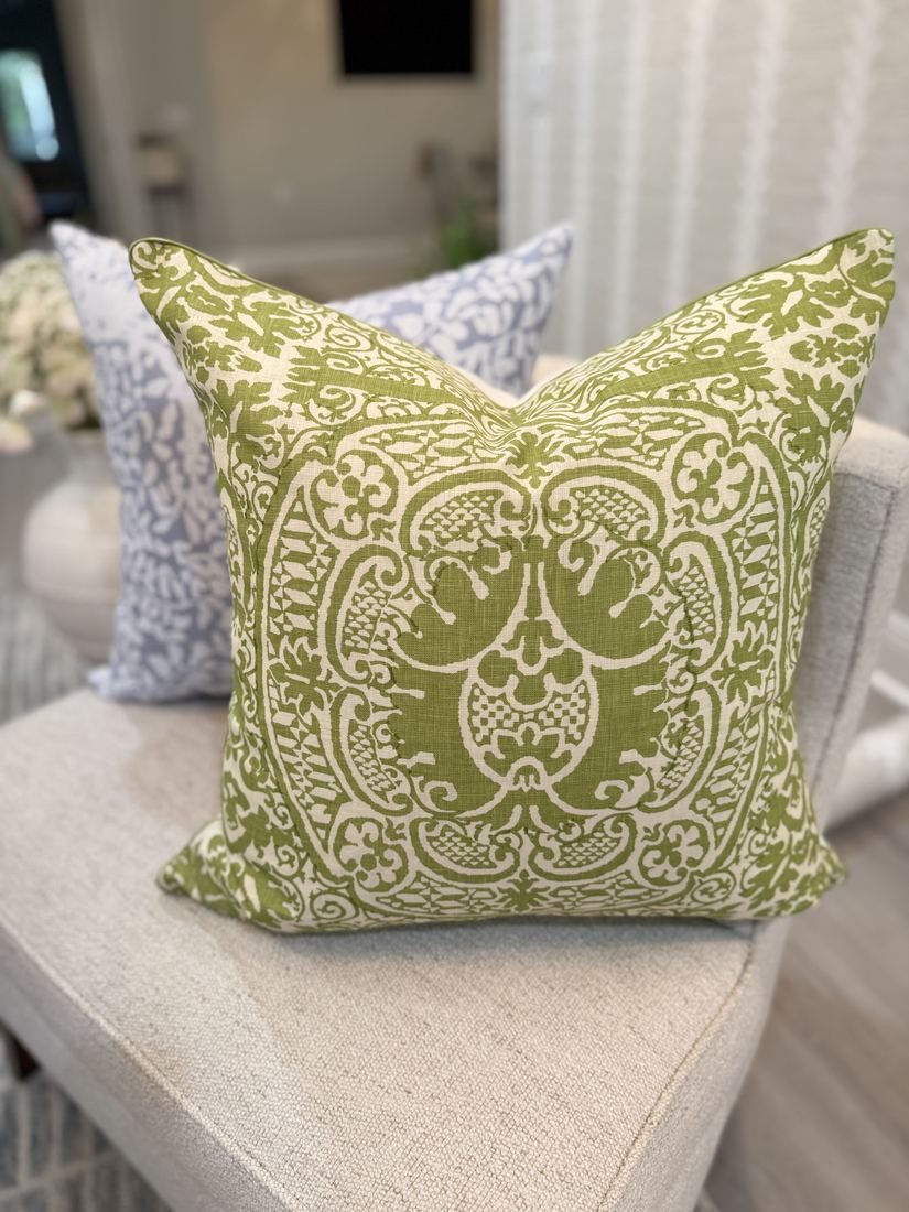 Veneto hand crafted pillow styled on chair
